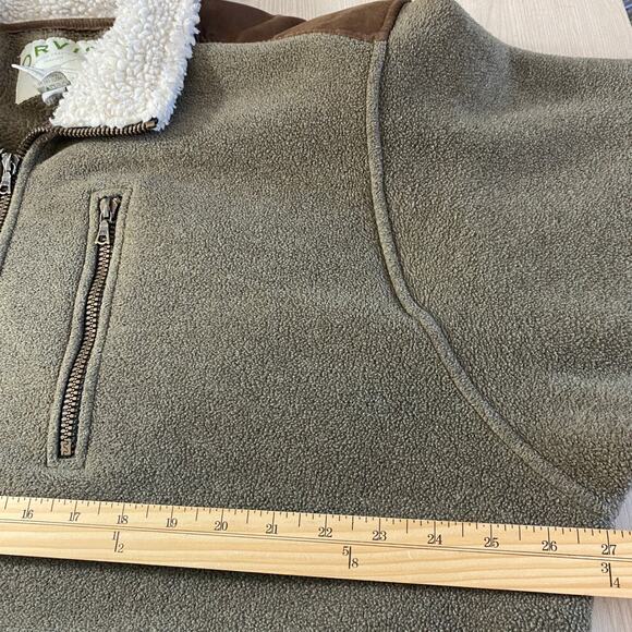 Orvis Fleece Full Zip Jacket Men XL Olive Green Brown Sherpa Collar Outdoor Barn - Picture 6 of 9
